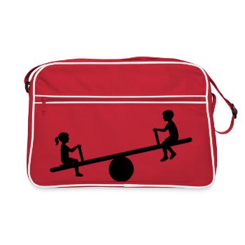 Motif ludique d’enfants sur une balançoire à bascule - Sac Retro - rouge/blanc - Devant