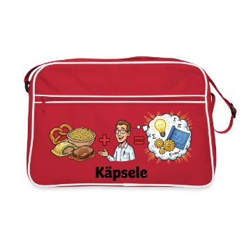 Käpsele Schwabe Erfinder Spätzle Ideen Humor Witz - Retro Tasche - Rot/Weiß - Vorne