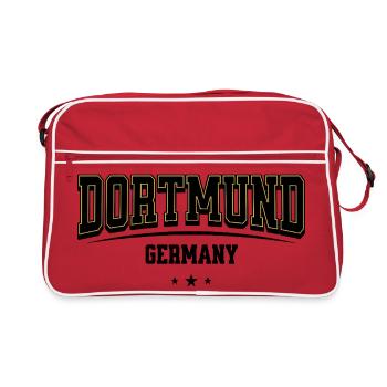 Dortmund Yellow Outline Wordmark - Retro Bag - red/white - Front