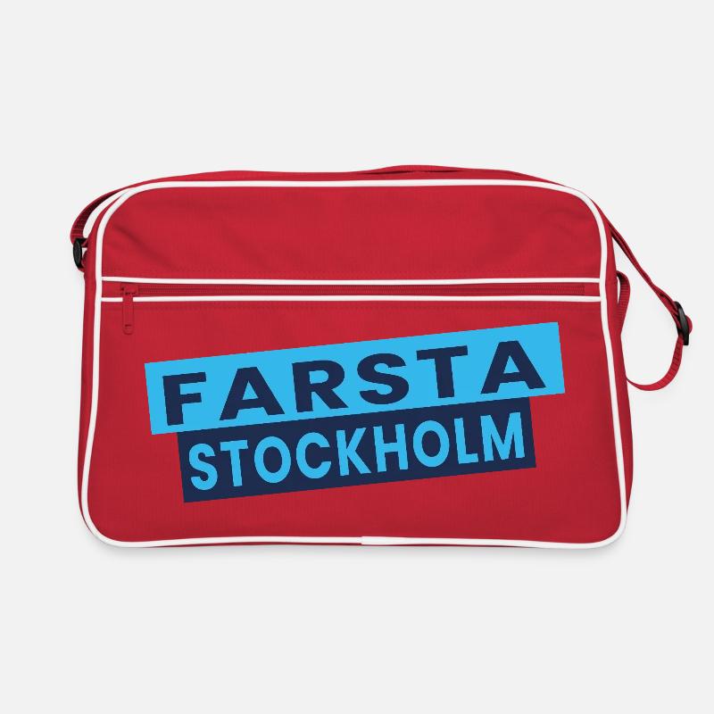 Farsta Stockholm Blue Typography Layout Retro Bag