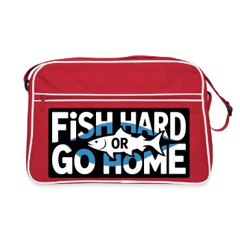 Pêche dur ou rentre chez toi Pêcheur qui dit pour - Sac Retro - rouge/blanc - Devant