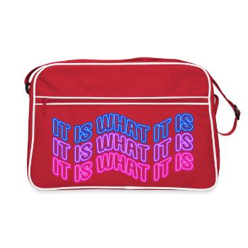 Es ist, was es ist (Phrase) Neonschilder-Stil - Retro Tasche - Rot/Weiß - Vorne