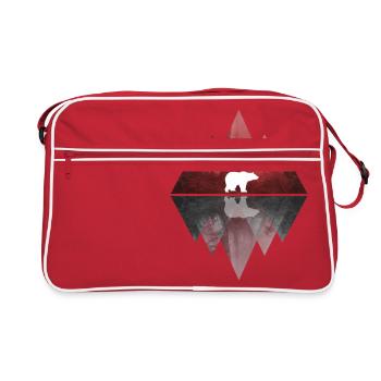 Ours Abstrait Géométrie Nature Montagnes - Sac Retro - rouge/blanc - Devant