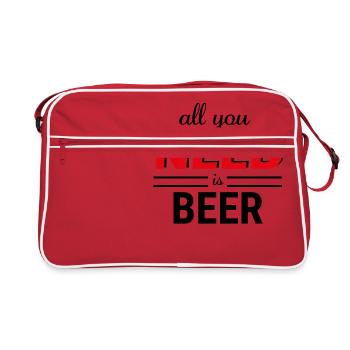All you need is Beer - Retro Tasche - Rot/Weiß - Vorne