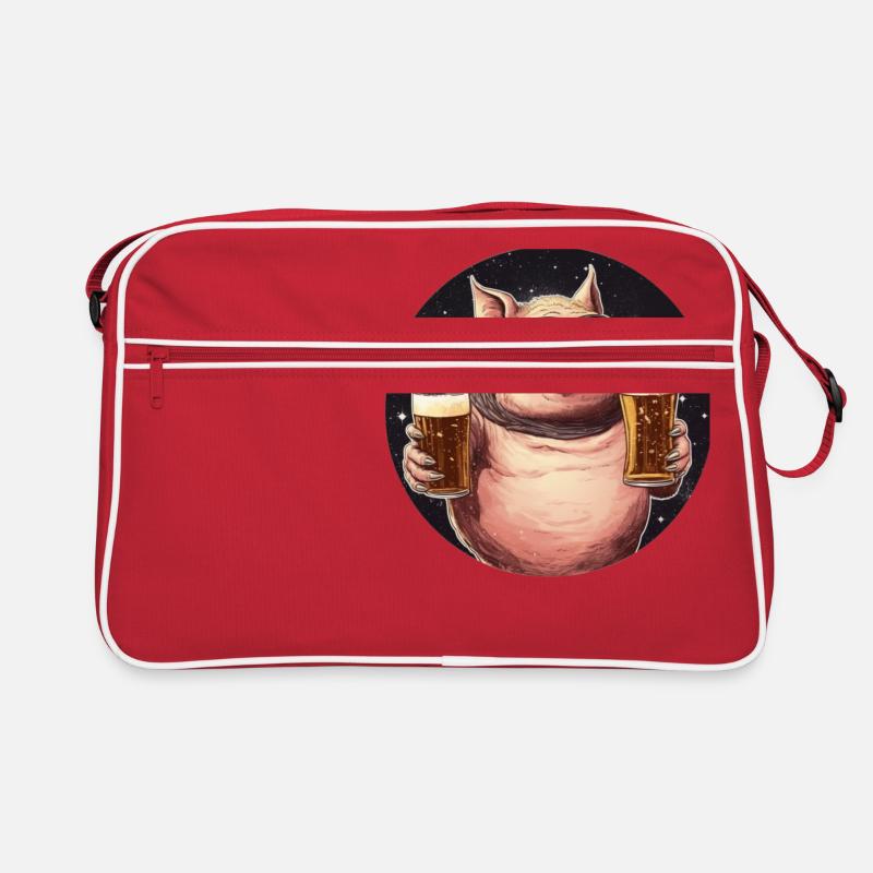 Fliegendes Schwein mit Bier Retro Tasche