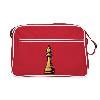 Golden Bishop Chess Icon - Retro Bag - red/white - Front