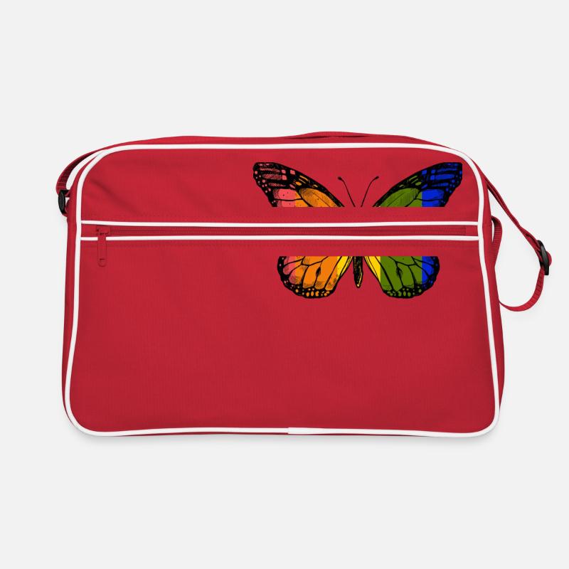 Regenbogen-Schmetterling Retro Tasche