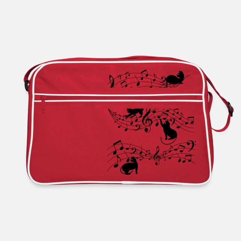 Musiknote und Katze Retro Tasche