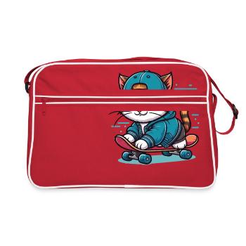 Chat forcé : patineur - Sac Retro - rouge/blanc - Devant