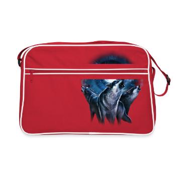 Rahmenlos JL Wolf - Design Geschenk - Retro Tasche - Rot/Weiß - Vorne
