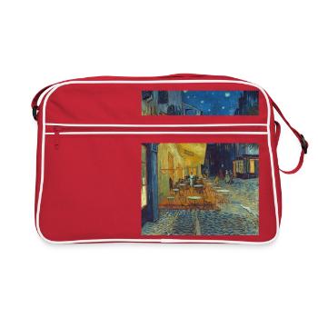 Terrasse de café le soir à Arles - Van Gogh - Sac Retro - rouge/blanc - Devant