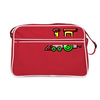 eisenbahn zug tram train railroad railway locomoti - Retro Tasche - Rot/Weiß - Vorne