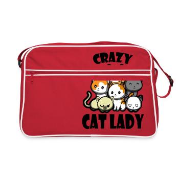 Folle dame de chat cadeau amoureux des chats - Sac Retro - rouge/blanc - Devant