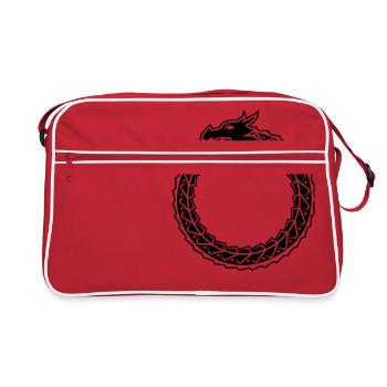 Ouroboros Schlange Bildsymbol Altes Ägypten Drache - Retro Tasche - Rot/Weiß - Vorne