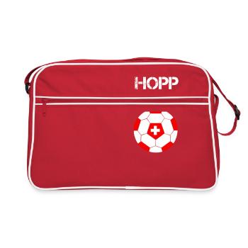 Hopp Schwiiz Suisse Schweiz Fussball Fußball Fan - Retro Tasche - Rot/Weiß - Vorne