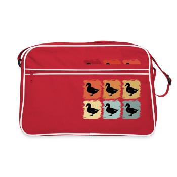 Retro Pop Art Duck Goose Gift Idea - Retro Bag - red/white - Front