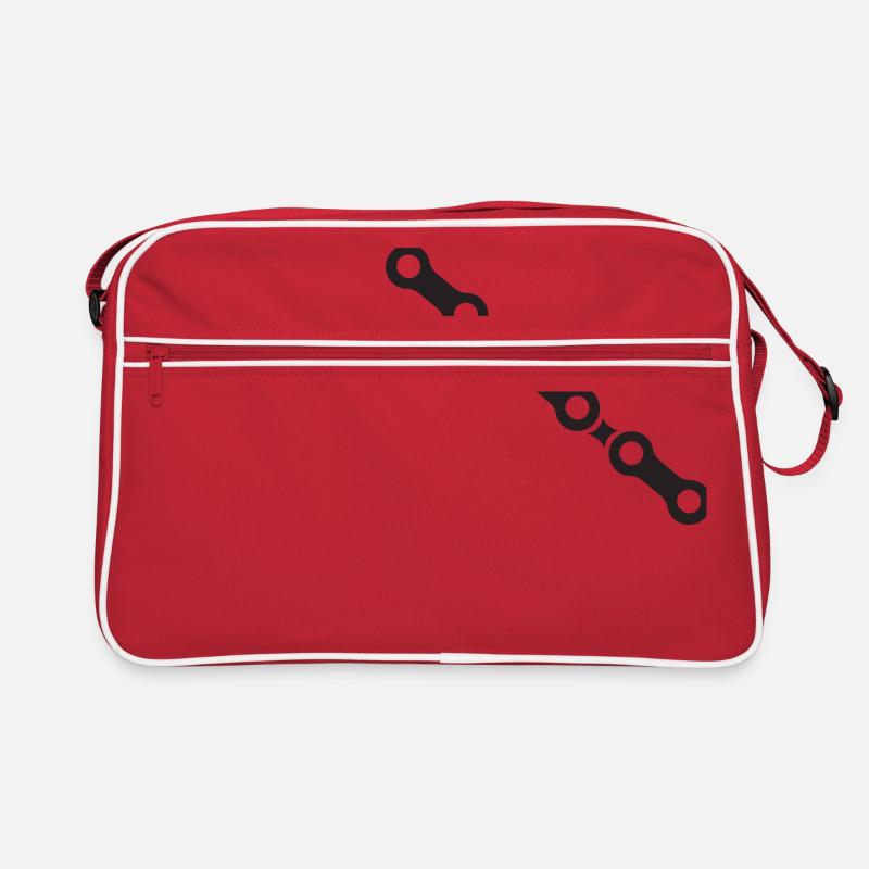 Fahrrad Kette - Retro Tasche - Rot/Weiß