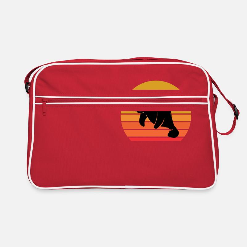 Retro Sonne Dugong Manati Seekuh Geschenkidee - Retro Tasche - Rot/Weiß