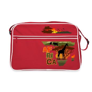 Africa Animal Sunset - Retro Bag - red/white - Front