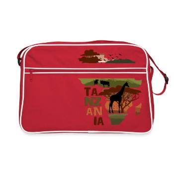 Tanzania Africa Sunset - Retro Bag - red/white - Front