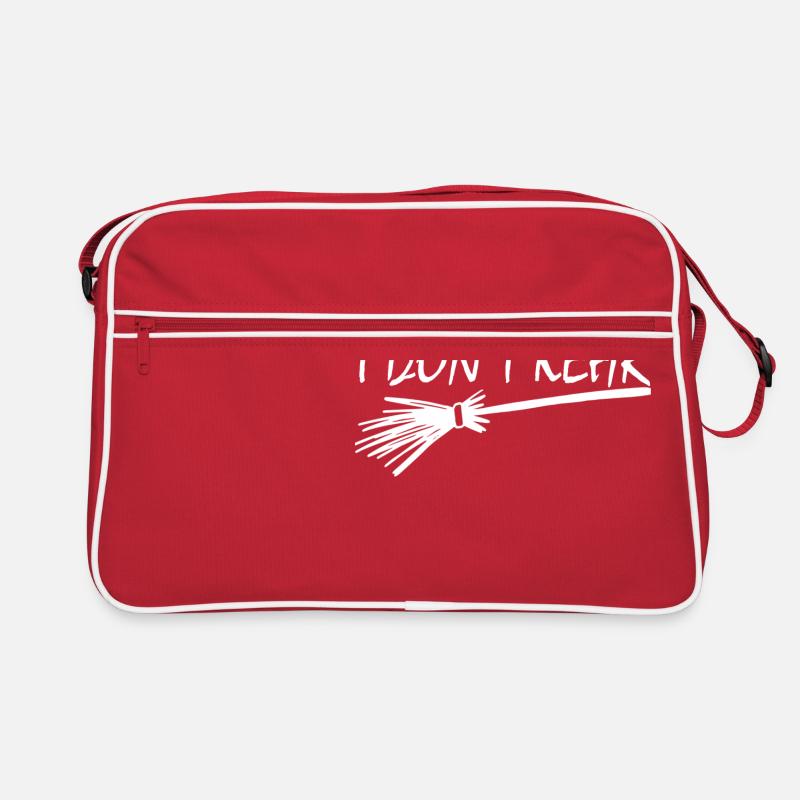 I Don't Sweep Funny Witch Bsen Saying - Retro Bag - red/white