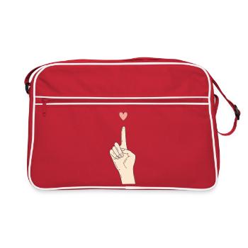 Doigt Cœur Signaux de la main - Sac Retro - rouge/blanc - Devant