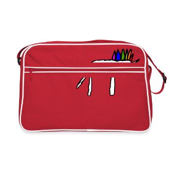 Beautiful scribbled unicorn - Retro Bag - red/white - Front