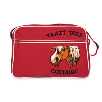 Cheval de trait comtois (texte noir) - Sac Retro - rouge/blanc - Devant