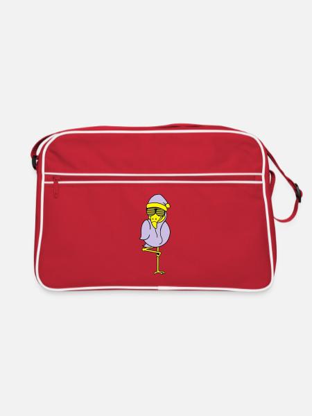 flamingo weihnachtsmann - Retro Tasche - Rot/Weiß - Vorne