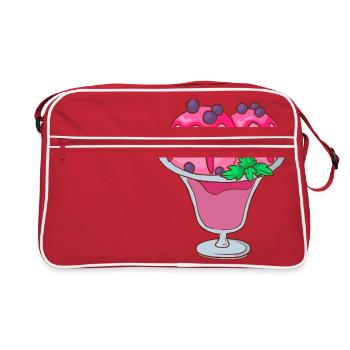 Eis Speiseeis Eiskrem Eiscreme Kugeleis Eisbecher - Retro Tasche - Rot/Weiß - Vorne