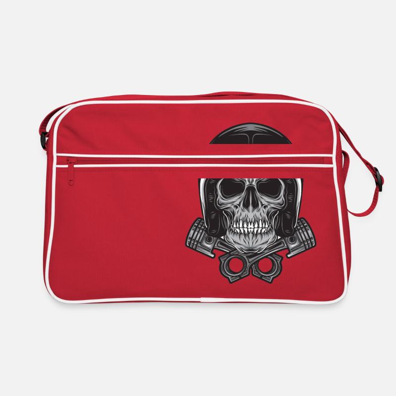 Motorcycle helmet skeleton! Gift idea motorcycle Retro Bag