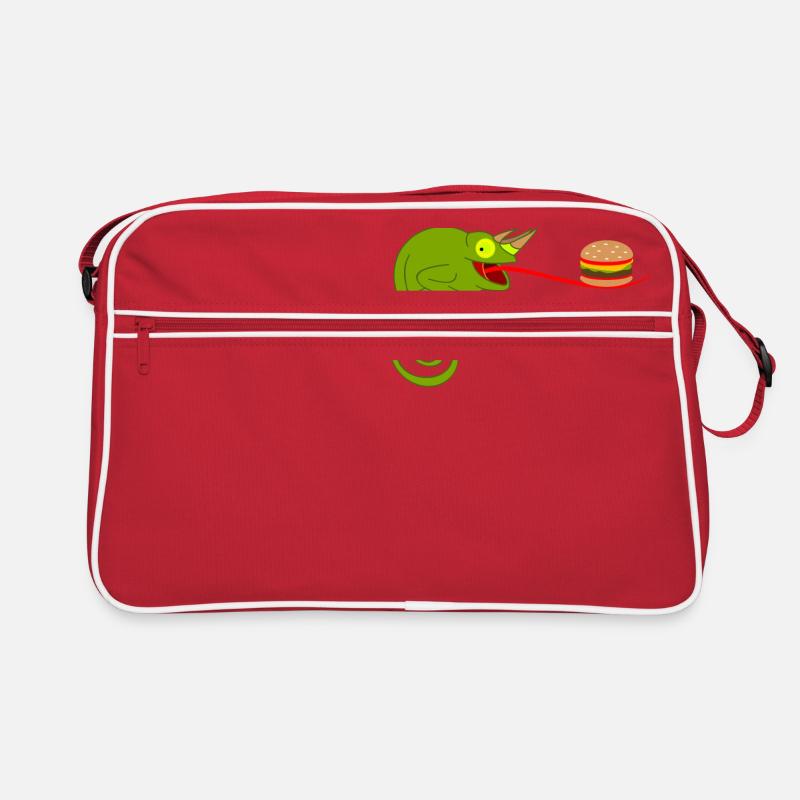 Chamäleon mit Burger - Retro Tasche - Rot/Weiß