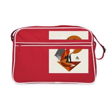 Wild Fox : Art abstrait de la nature - Sac Retro - rouge/blanc - Devant