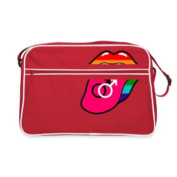 Gay rain rainbow bouche et langue avec symbole gay - Sac Retro - rouge/blanc - Devant