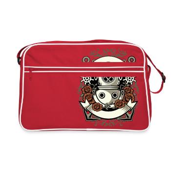 Diver Divers Diving Sea Water Boat Anchor Rose - Retro Bag - red/white - Front