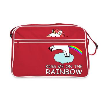 me baiser sur l'arc en ciel licorne arc-en-mignon - Sac Retro - rouge/blanc - Devant