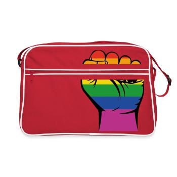 Faust im Regenbogendesign - Geschenk - Retro Tasche - Rot/Weiß - Vorne