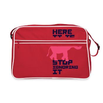 Hier ist es aufhören, es zu ignorieren Elefant - Retro Tasche - Rot/Weiß - Vorne