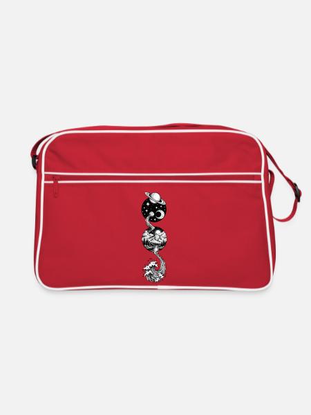 kosmische Landschaft - Retro Tasche - Rot/Weiß
