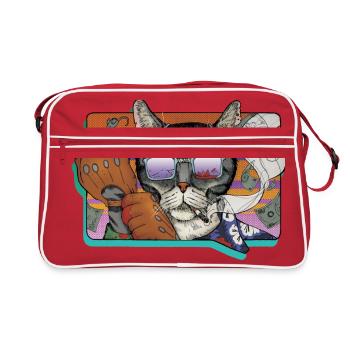 Crime Cat in Shades - Retro Bag - red/white - Front