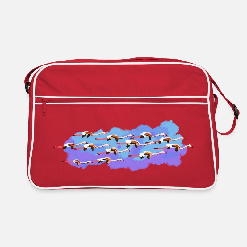 Flamingos auf der Straße Retro Tasche