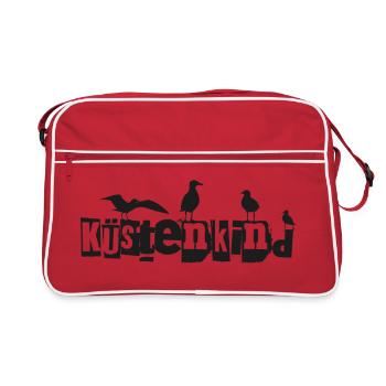 Küstenkind mit Möwen - Retro Tasche - Rot/Weiß - Vorne