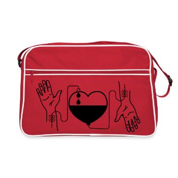 Mains de cœur qui donnent du sang - Sac Retro - rouge/blanc - Devant