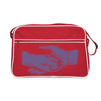 Dog and Master - Hand and Paw Silhouette - Retro Bag - red/white - Front
