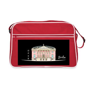 Berlin, Oper unter den Linden, Zeichnung - Retro Tasche - Rot/Weiß - Vorne