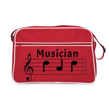 Musician Dad Musician Father in Musical Notation Sheet Music - Retro Bag - red/white - Front