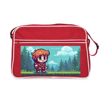 Pixel hero in the forest adventure gaming scene - Retro Bag - red/white - Front
