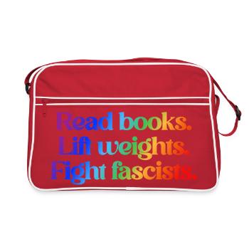 Lisez des livres. Soulevez des poids. Combattez les fascistes. - Sac Retro - rouge/blanc - Devant