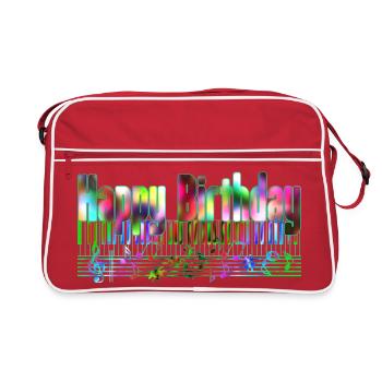 Musique d’anniversaire néon Kaléidoscope Joyeux - Sac Retro - rouge/blanc - Devant