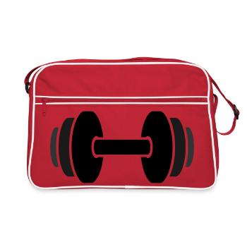 Salle de sport avec haltères - Sac Retro - rouge/blanc - Devant